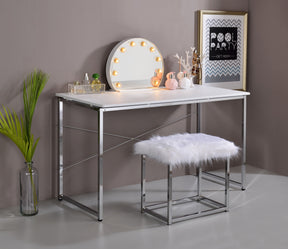 Tennos Vanity Desk in White & Chrome Finish