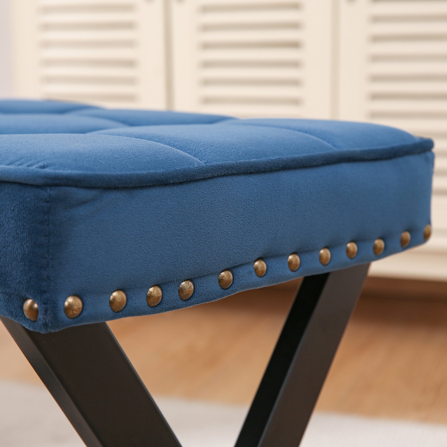 Blue Fabric Bench