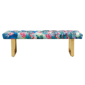 Stylish Blue Flower Gold Bench