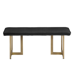 Upholstered Velvet Bench with Golden Legs (Black)