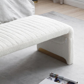 Modern Upholstered Sherpa Fabric Ottoman Bench (Beige)