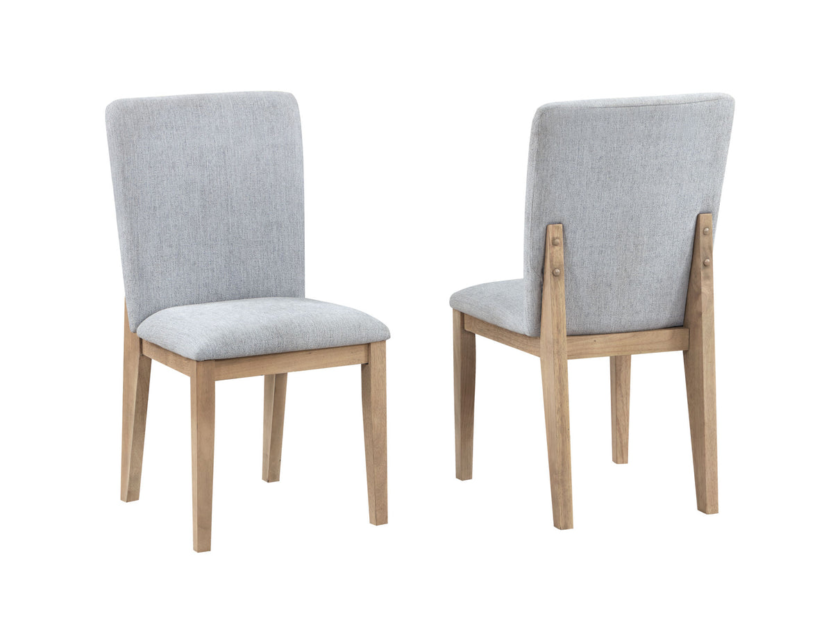 Gray Linen and Oak Finish Dining Chair Set of 2