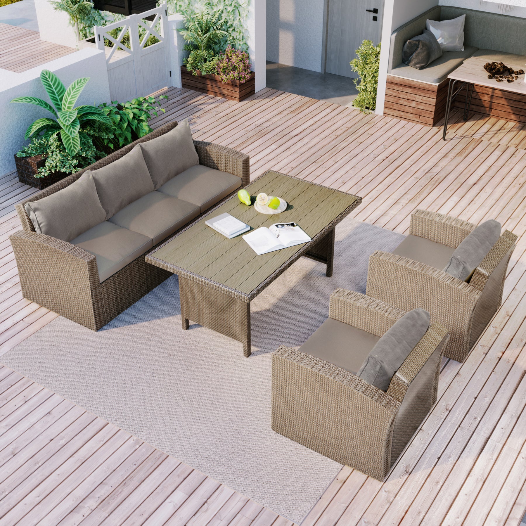 4 Piece Outdoor Patio Furniture Sofas Conversation Set