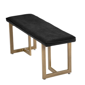 Upholstered Velvet Bench with Golden Legs (Black)