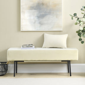 Beige Contemporary Style Bedroom Velvet Upholstered Bench