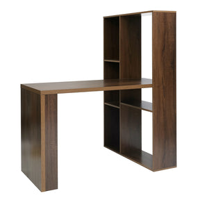 2-in-1 Computer Desk/ L-shape with shelves in Walnut