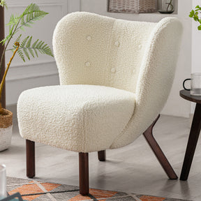 Tufted Side Lounge Chairs with Solid Wood Legs