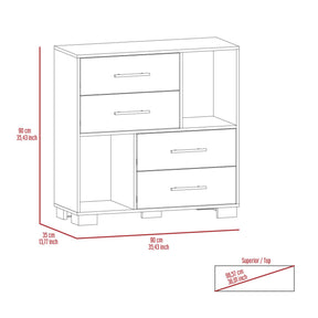 Brooks 2-Shelf 4-Drawer Dresser (White)