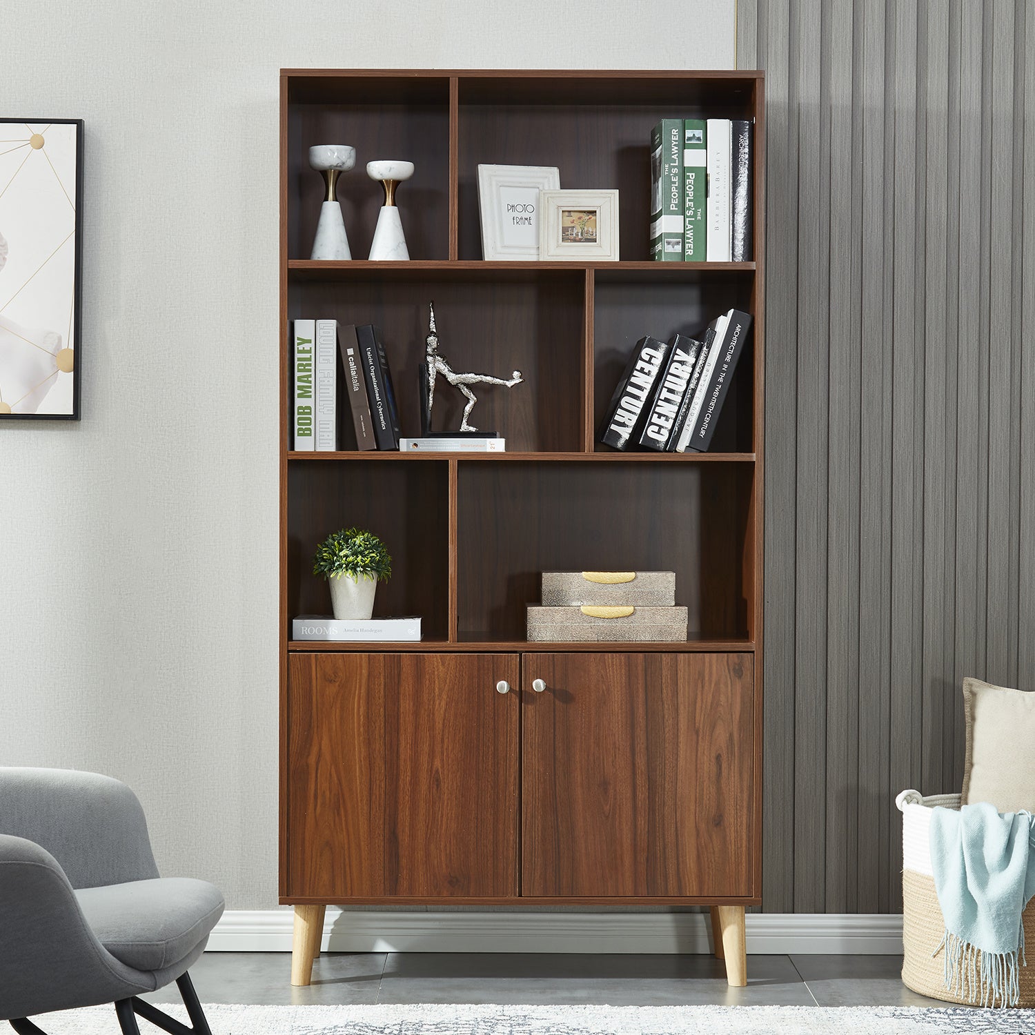 Modern Walnut Bookcase