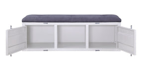 White Cargo & Gray Fabric Bench with Storage