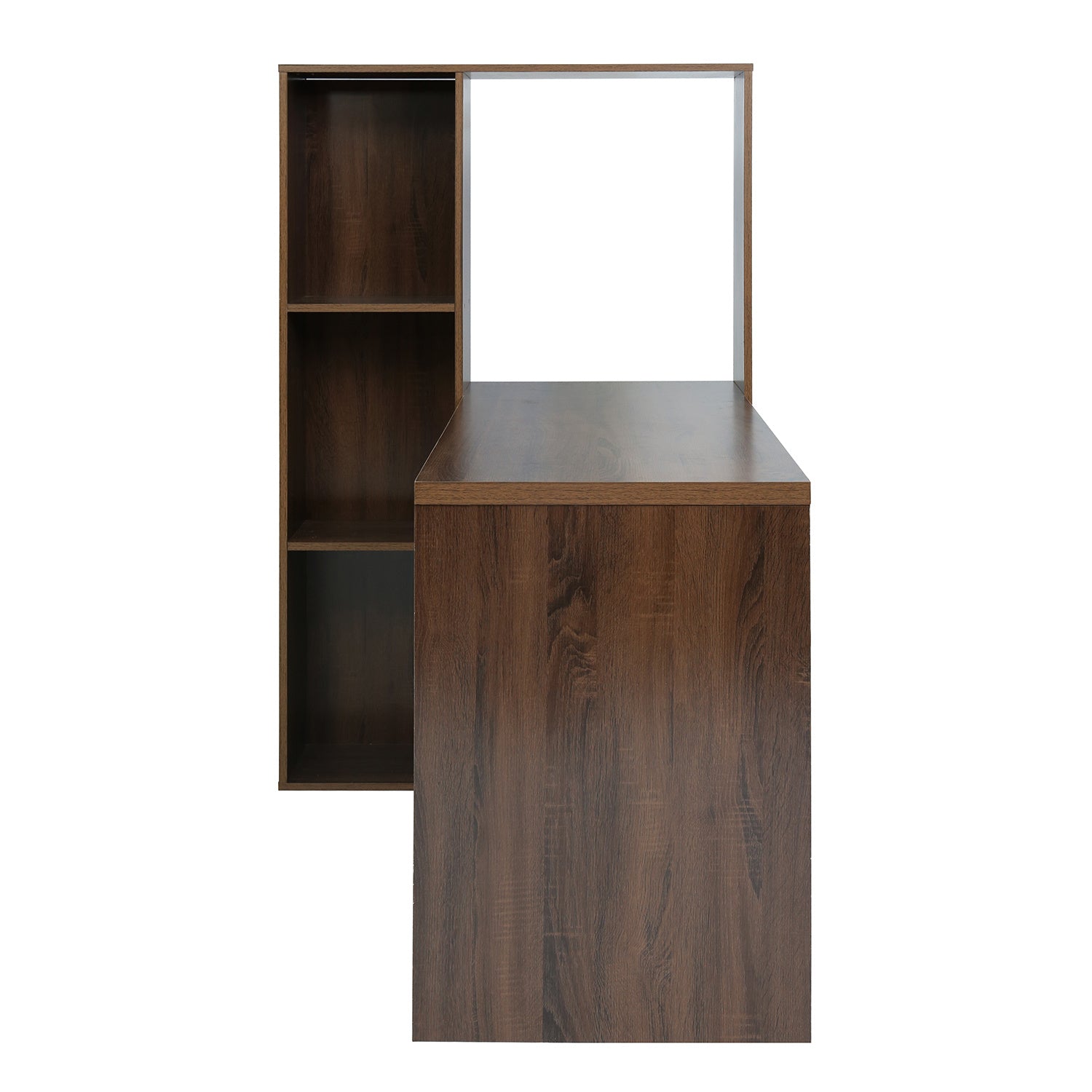 2-in-1 Computer Desk/ L-shape with shelves in Walnut