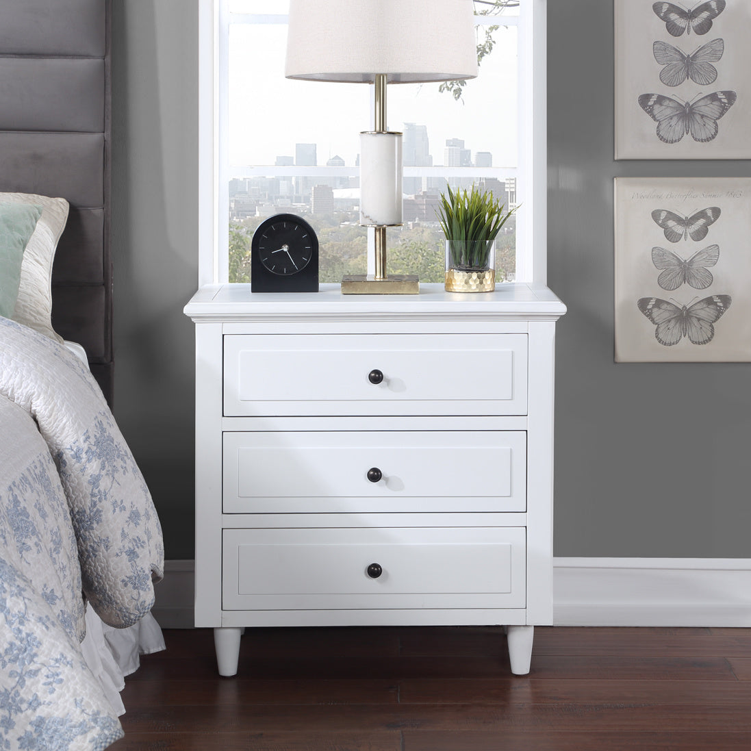 Bold 3-Drawer Nightstand Wood Storage Cabinet