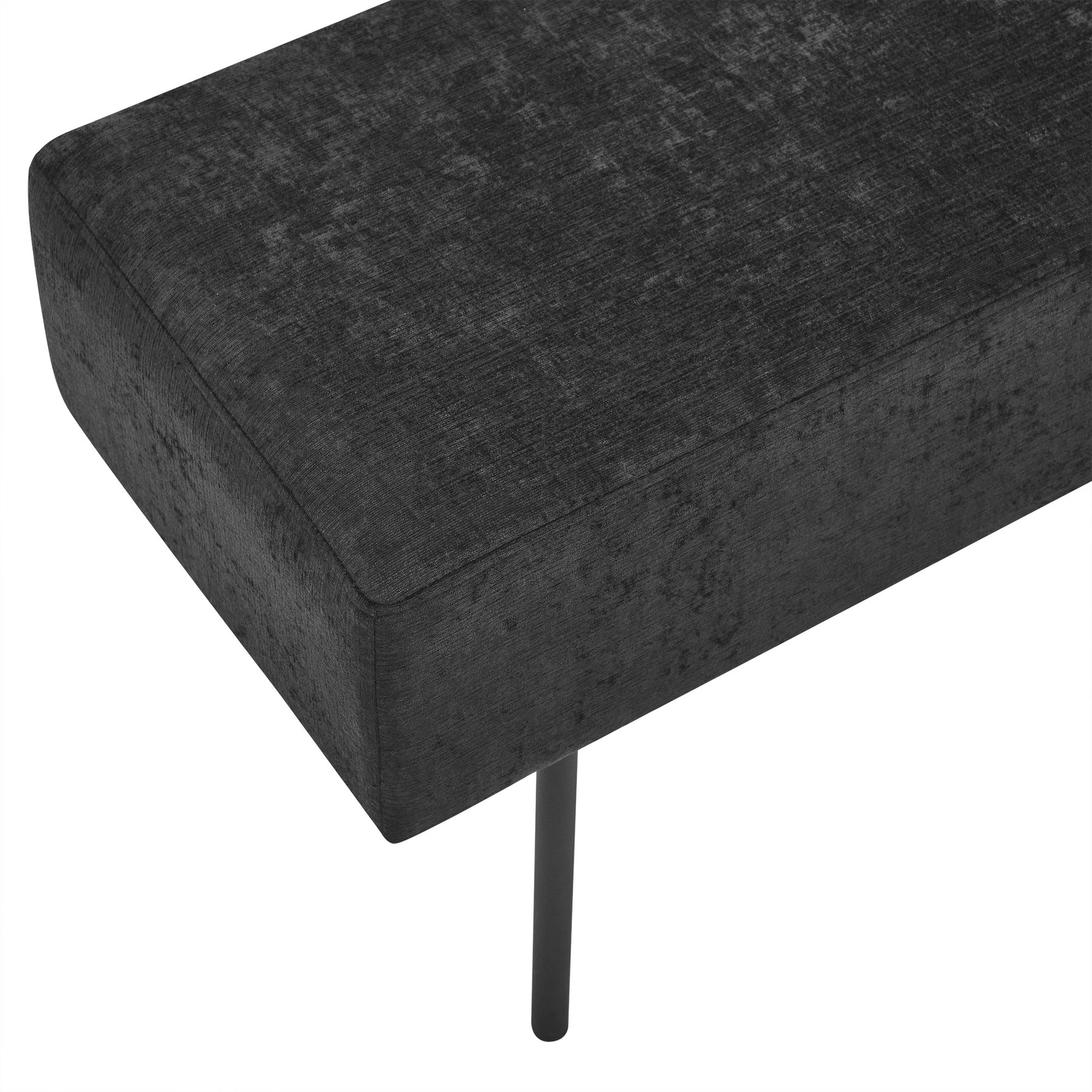 Black Contemporary Style Bedroom Chenille Upholstered Bench