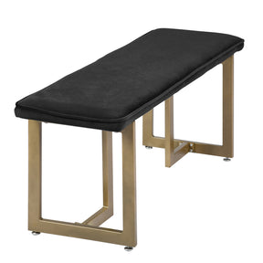 Upholstered Velvet Bench with Golden Legs (Black)