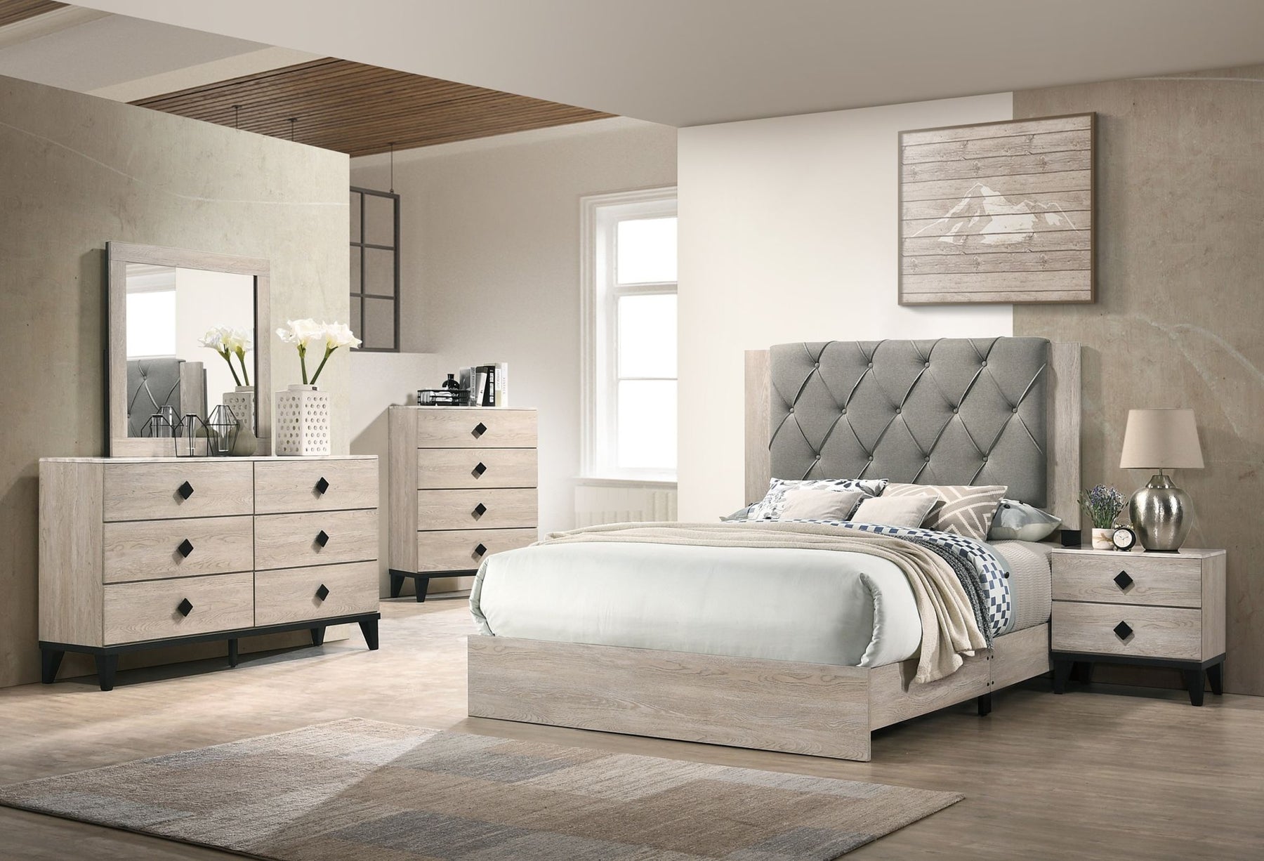 Contemporary Look Cream Color Nightstand