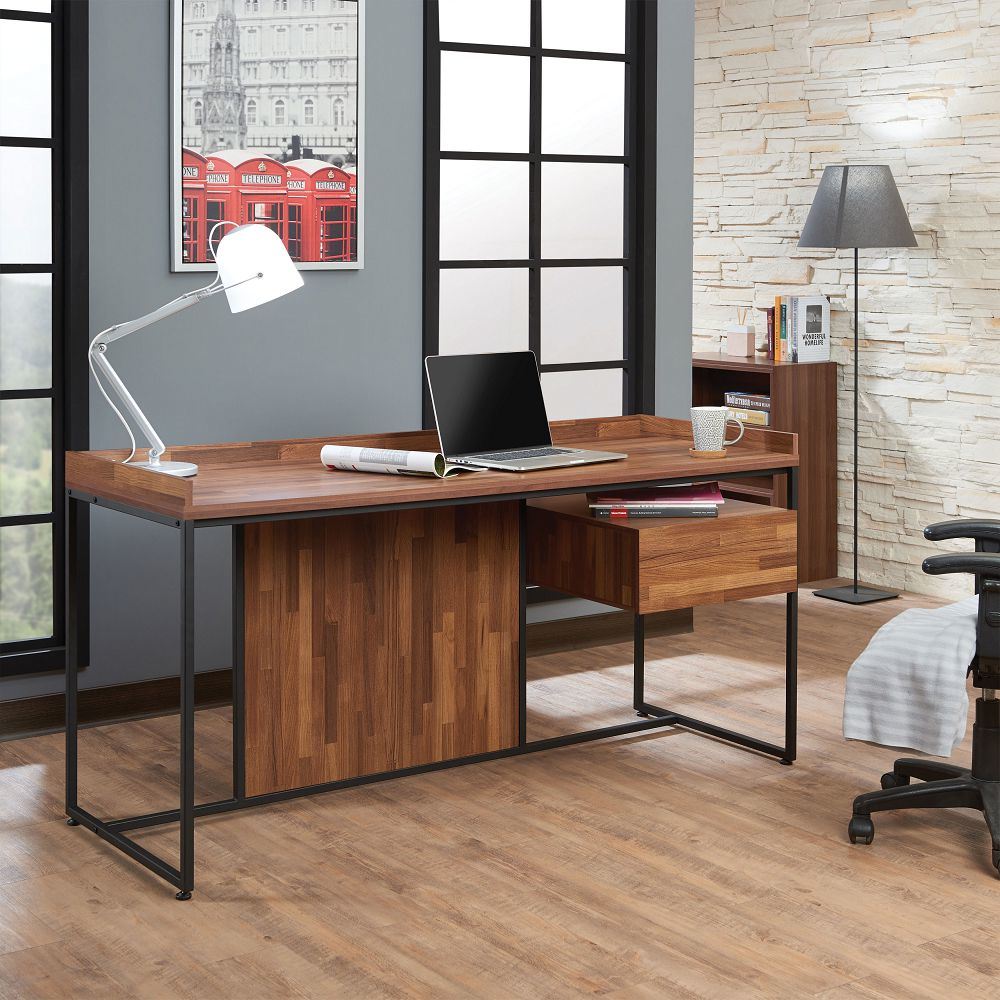 Sara Computer Desk in Walnut & Sandy Black