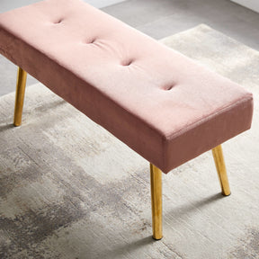 Velvet Long Bench with Gold Legs (Pink)