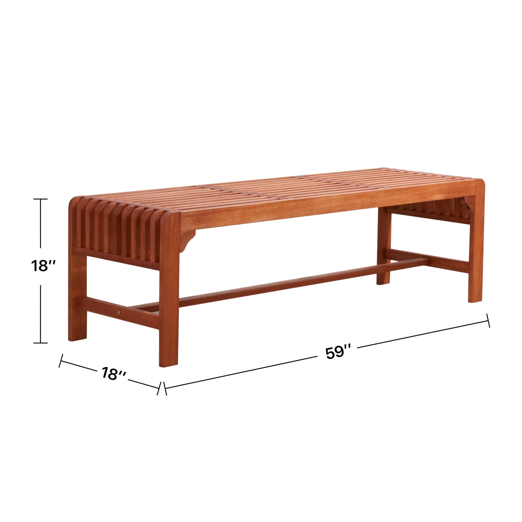 Reddish Brown Tropical Wood Backless Garden Bench