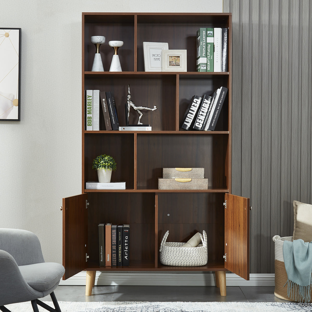 Modern Walnut Bookcase