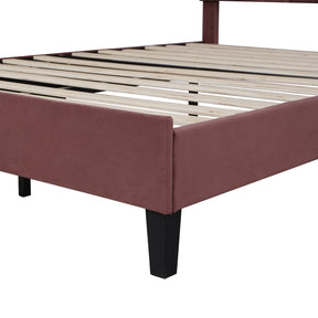 Flower Pattern Upholstered Platform Bed | Queen Size