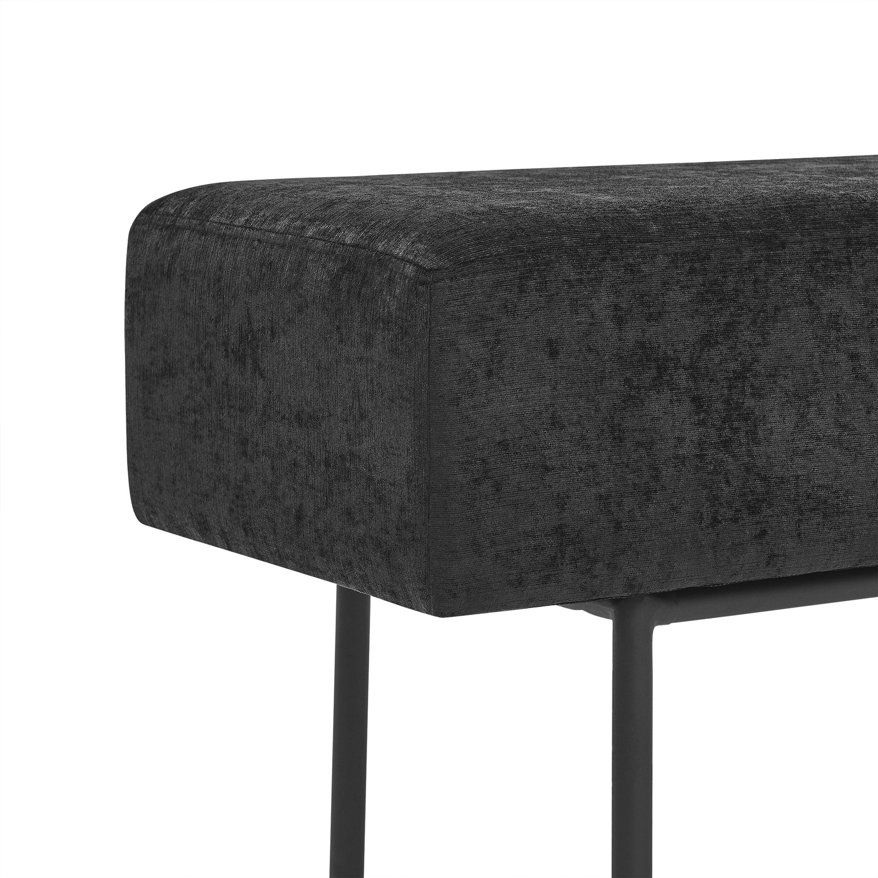 Black Contemporary Style Bedroom Chenille Upholstered Bench