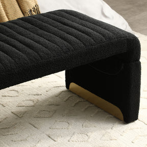 Modern Upholstered Sherpa Fabric Ottoman Bench (Black)