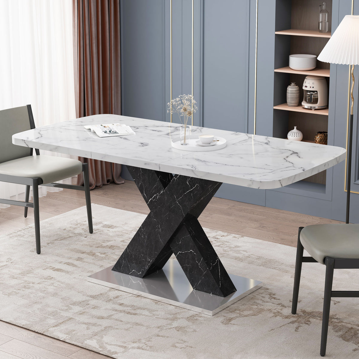 White Marble Square Dining Table