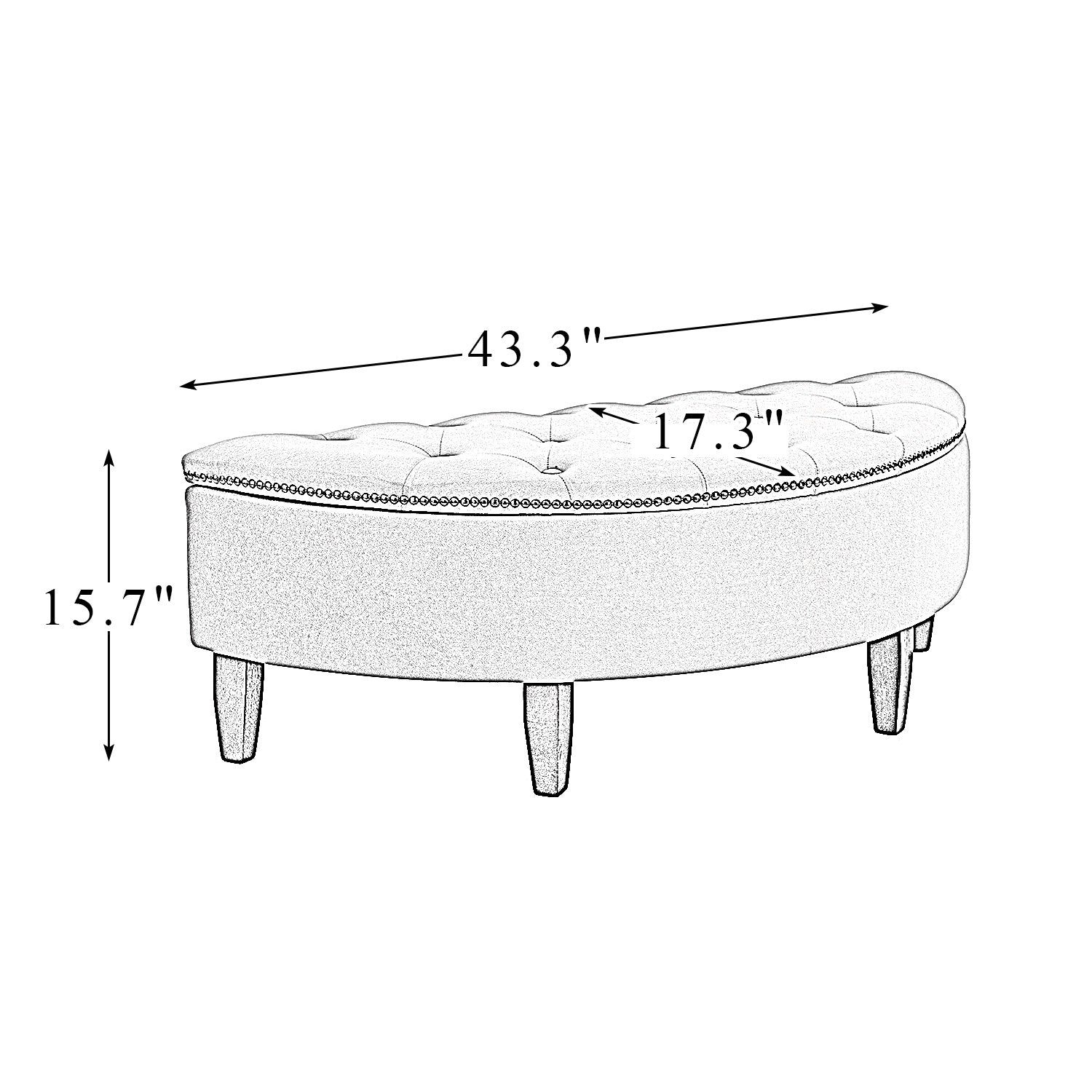 Warren Half Dome 43.3" Wide Bedroom Bench