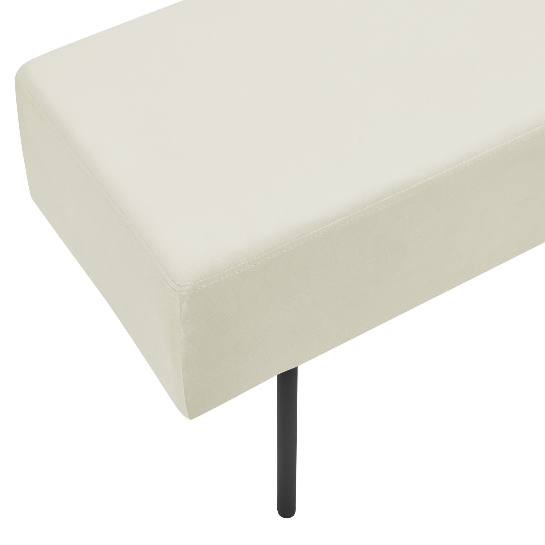 Beige Contemporary Style Bedroom Velvet Upholstered Bench