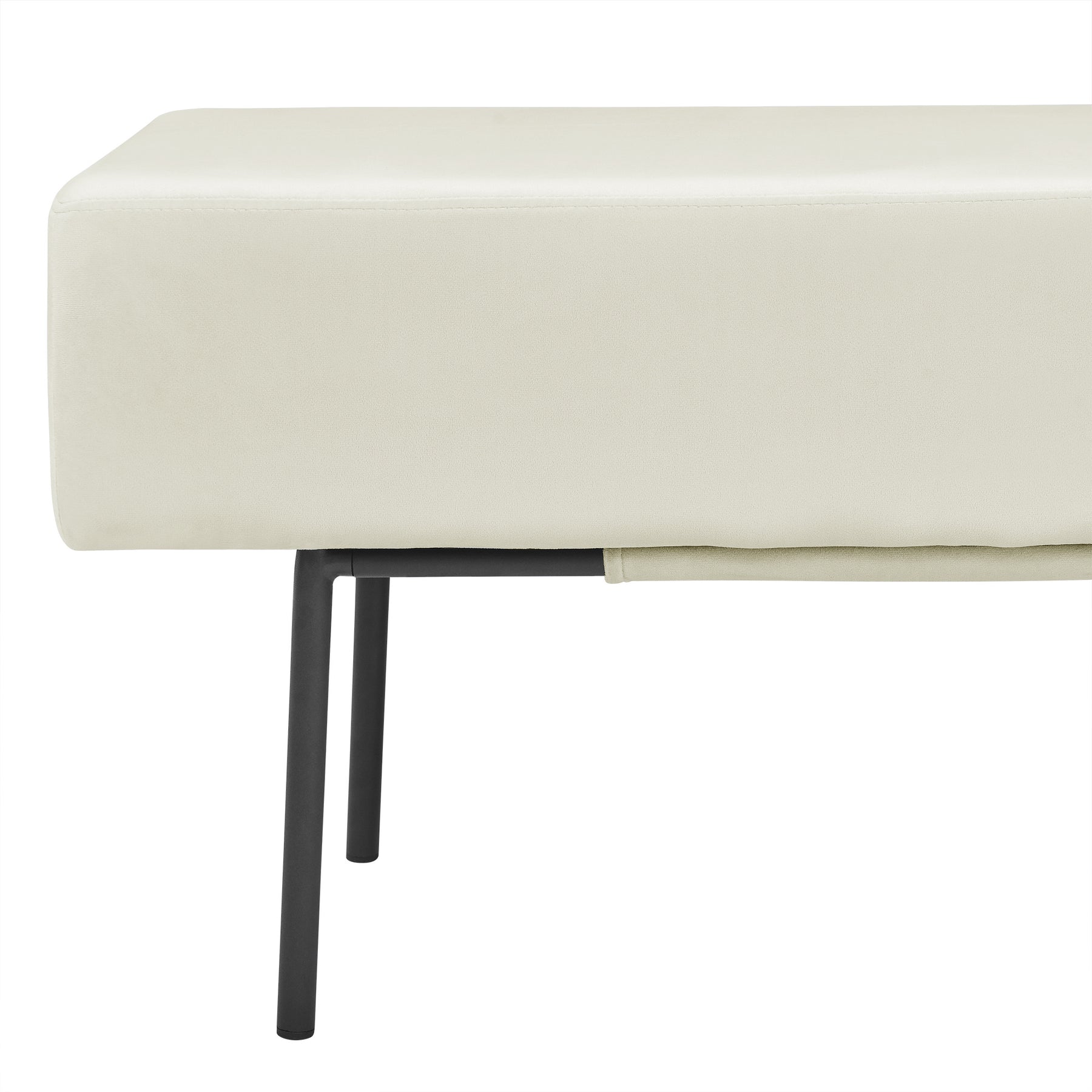 Beige Contemporary Style Bedroom Velvet Upholstered Bench