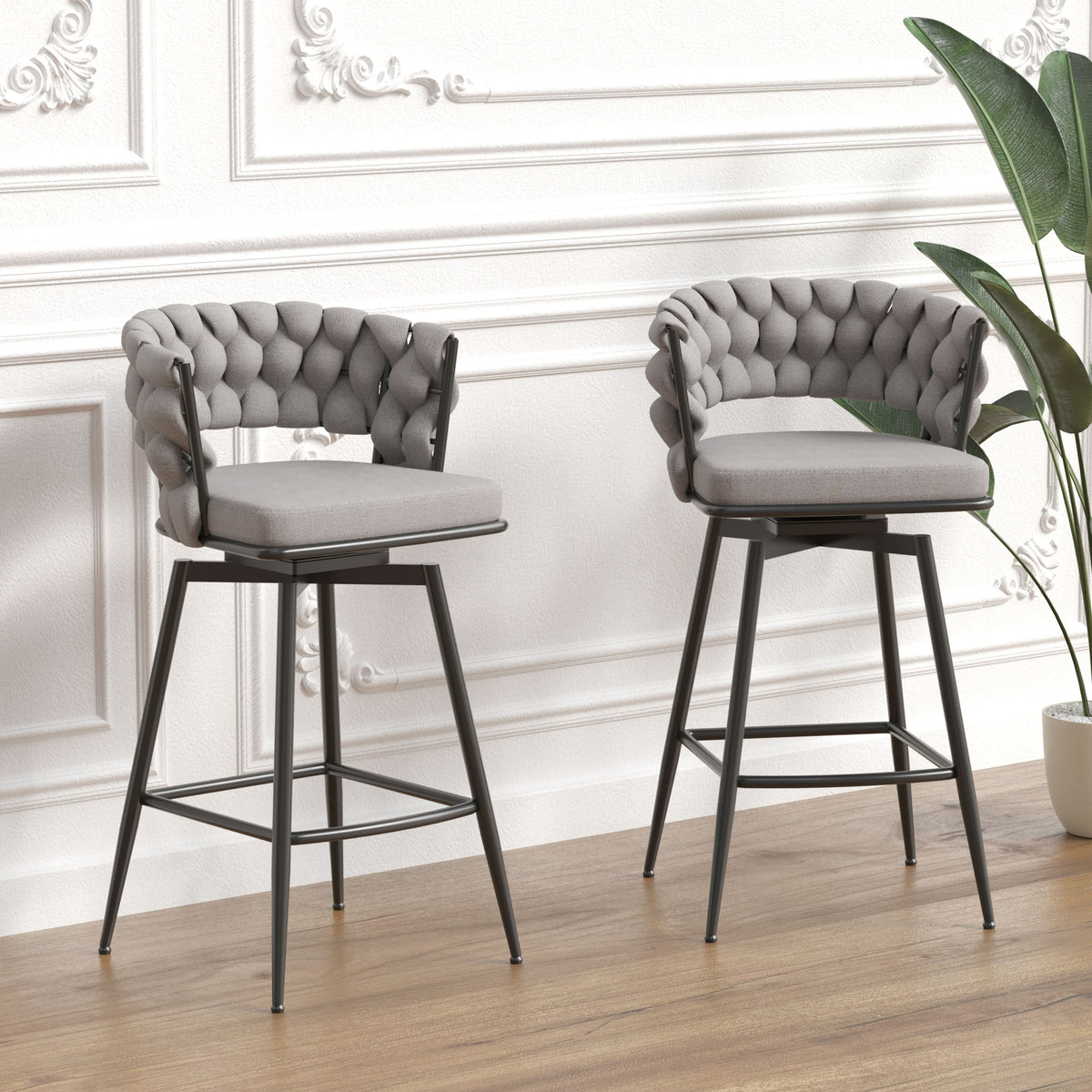 Linen Woven Bar Stools (Set of 2)