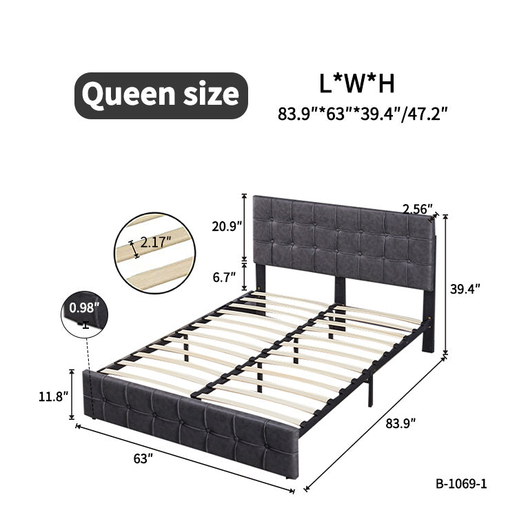 Modern Upholstered Bed | Queen Size