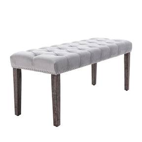 Gray Tufted Bench