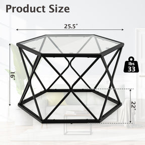 Modern Accent Geometric Glass Coffee Table