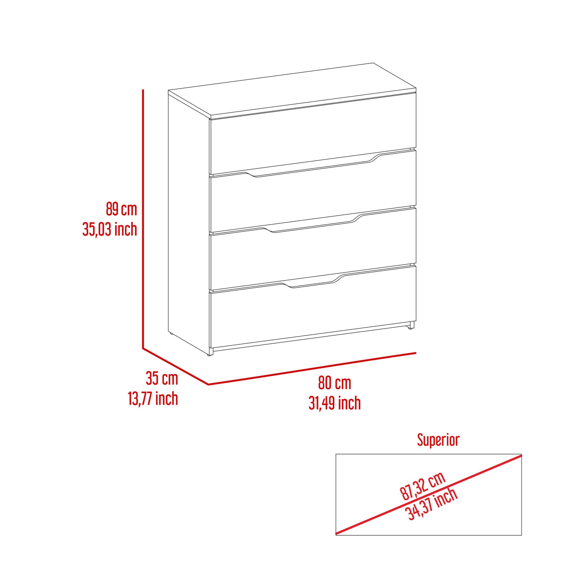 Lynbrook 4-Drawer Dresser White and Light Oak