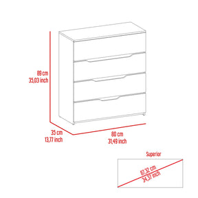 Lynbrook 4-Drawer Dresser White and Light Oak