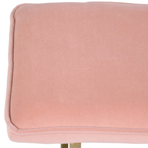 Upholstered Velvet Bench with Golden Legs (Pink)