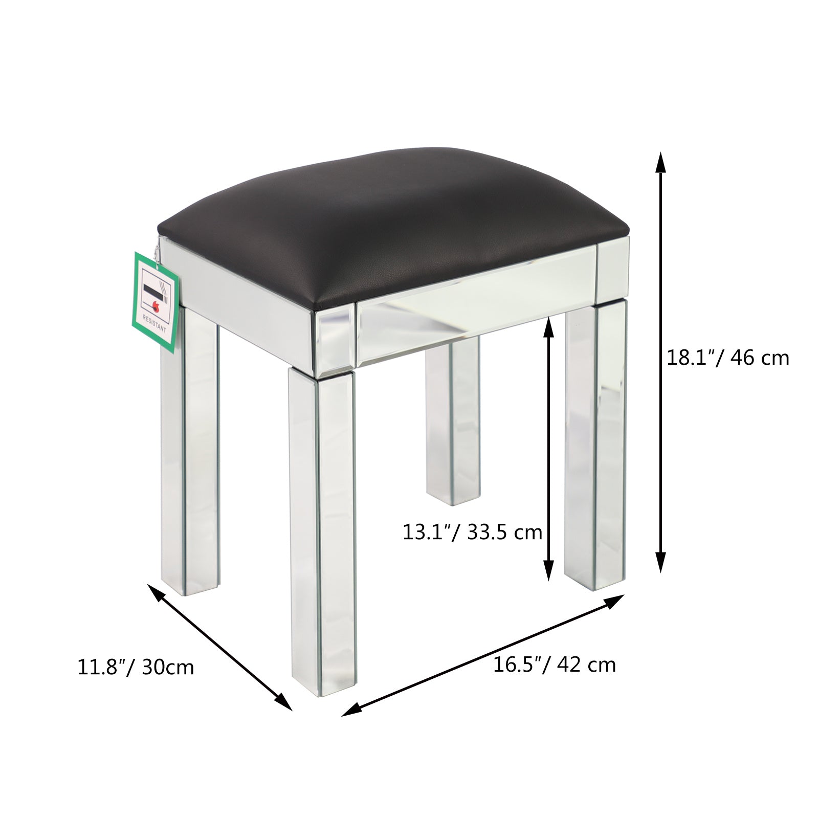 Mirrored Vanity Stool