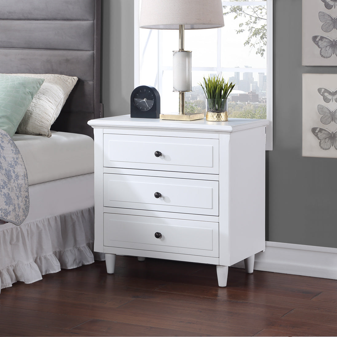 Bold 3-Drawer Nightstand Wood Storage Cabinet