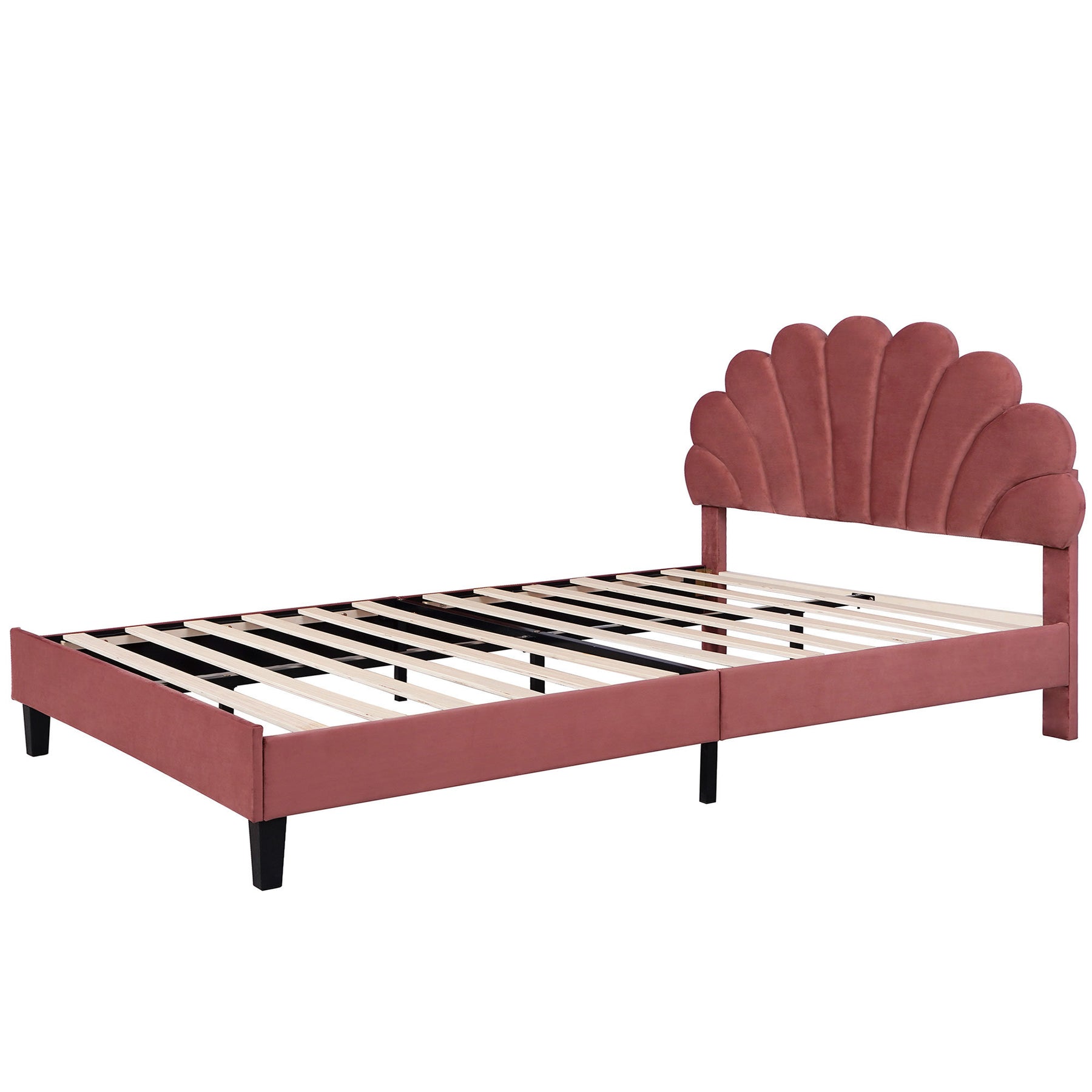 Flower Pattern Upholstered Platform Bed | Queen Size