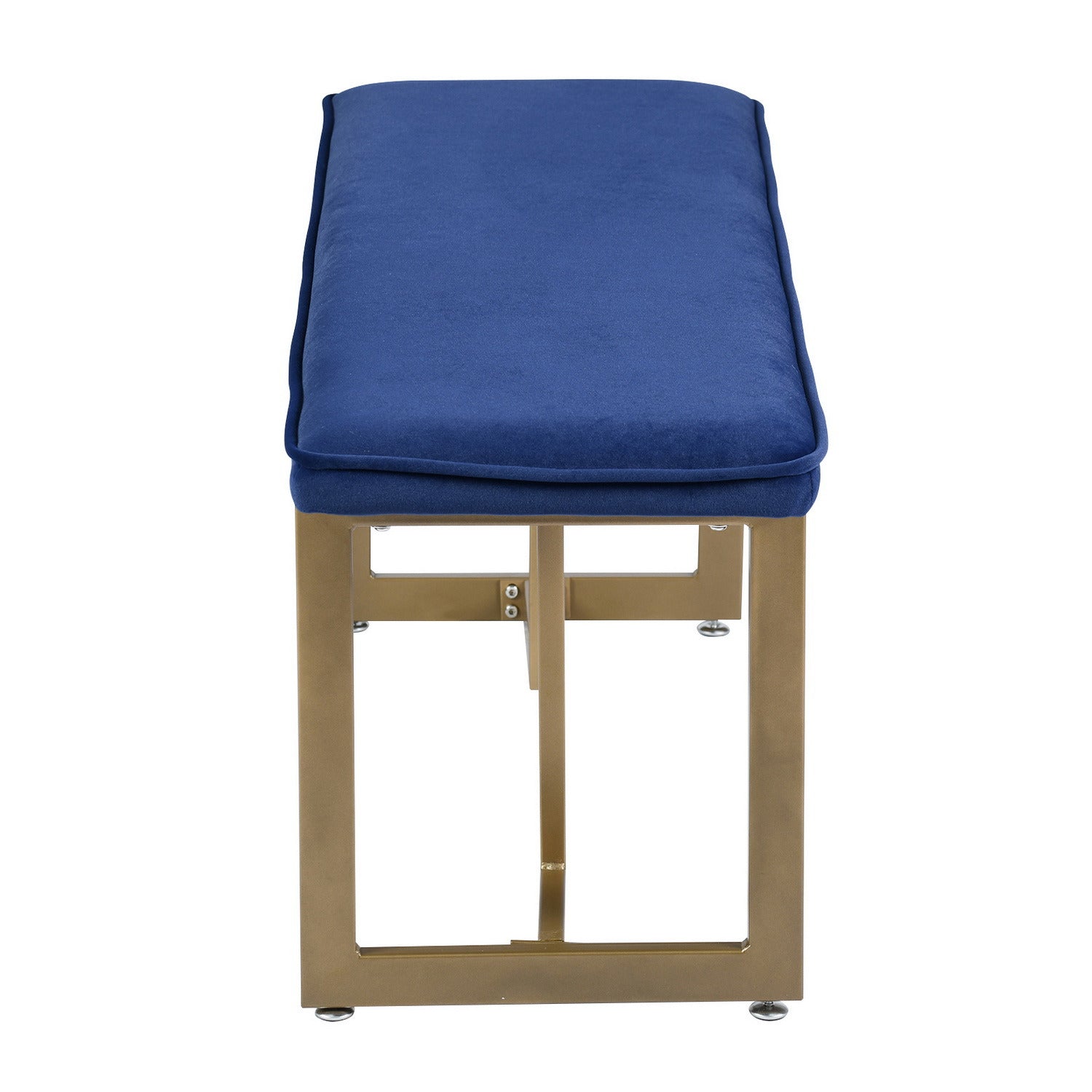 Upholstered Velvet Bench with Golden Legs (Blue)