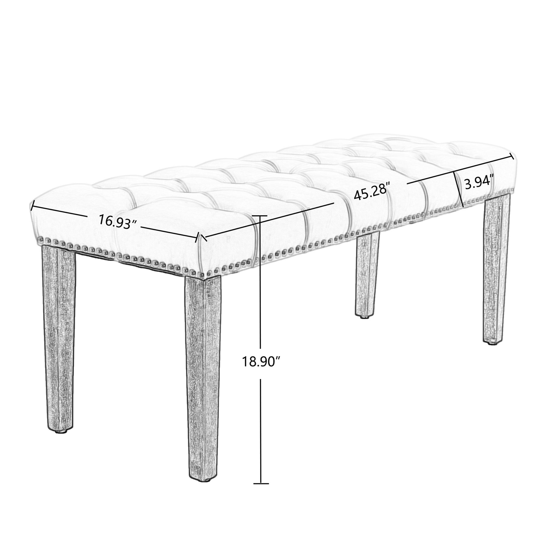 Gray Tufted Bench