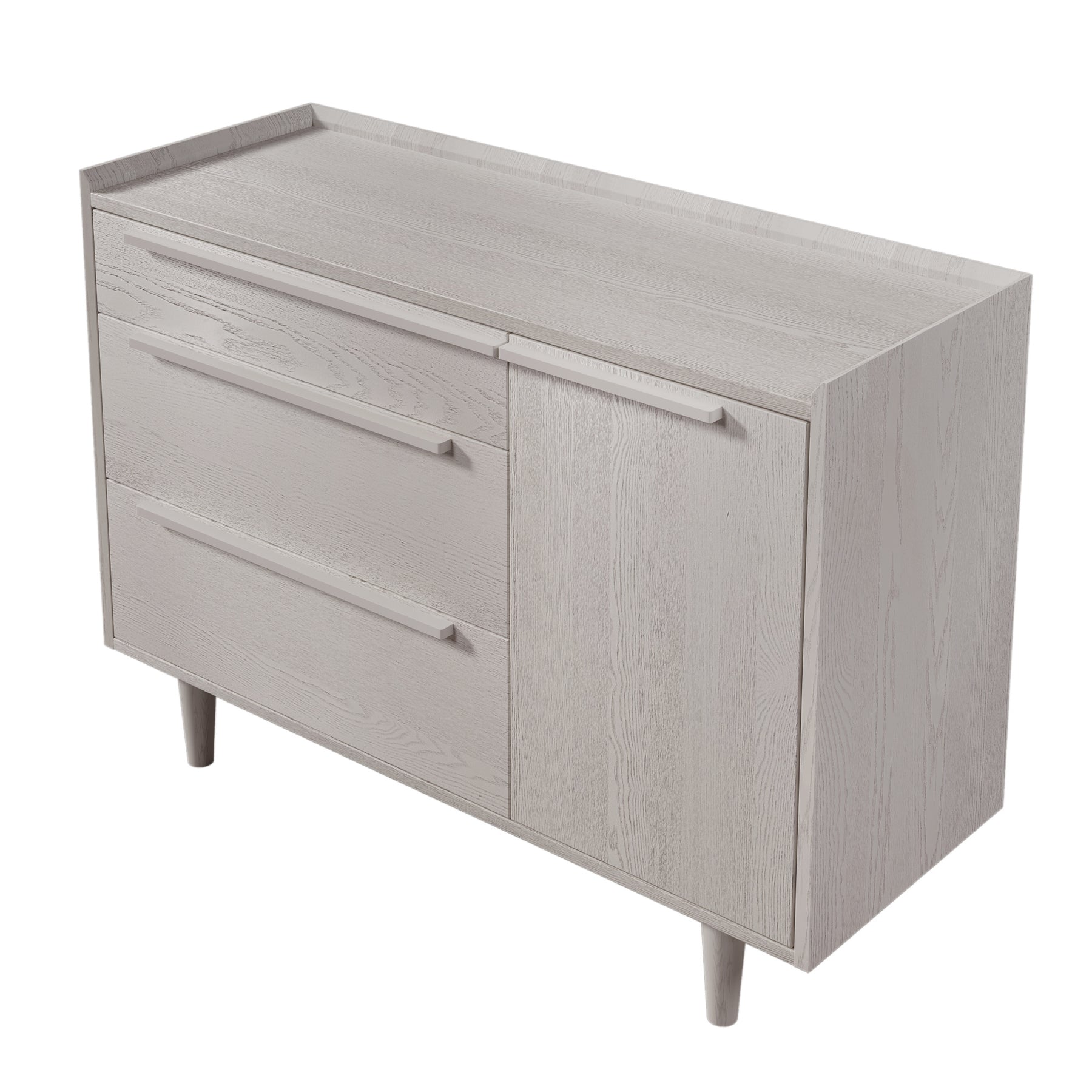 Modern Style Manufactured Wood 3-Drawer Dresser with Solid Wood Legs (Stone Gray)