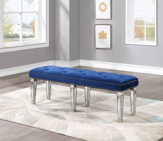 Varian Bench (Blue Velvet & Mirrored)