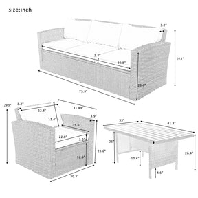 4 Piece Outdoor Patio Furniture Sofas Conversation Set