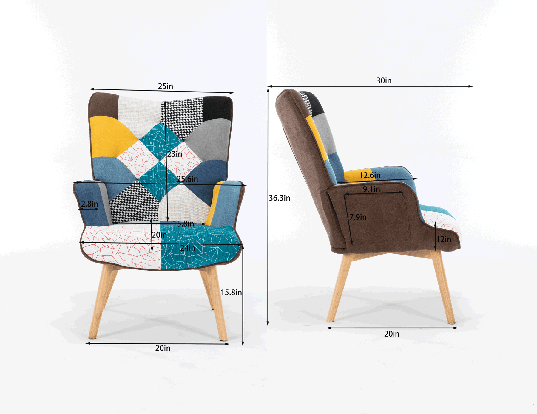 Modern Patchwork Accent Lounge Chair