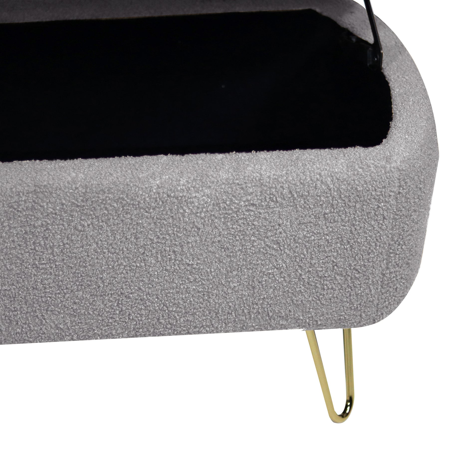 Modern Storage Ottoman Bench with Gold Legs (Grey)