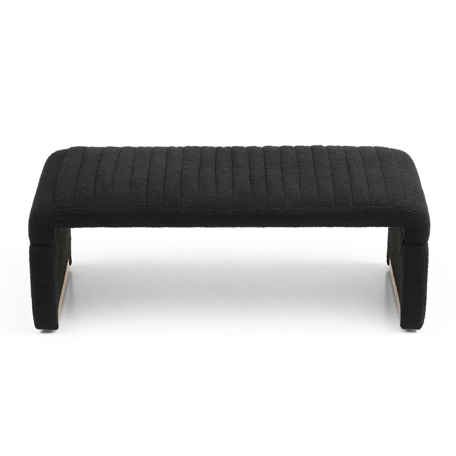 Modern Upholstered Sherpa Fabric Ottoman Bench (Black)