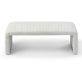 Modern Upholstered Sherpa Fabric Ottoman Bench (Beige)