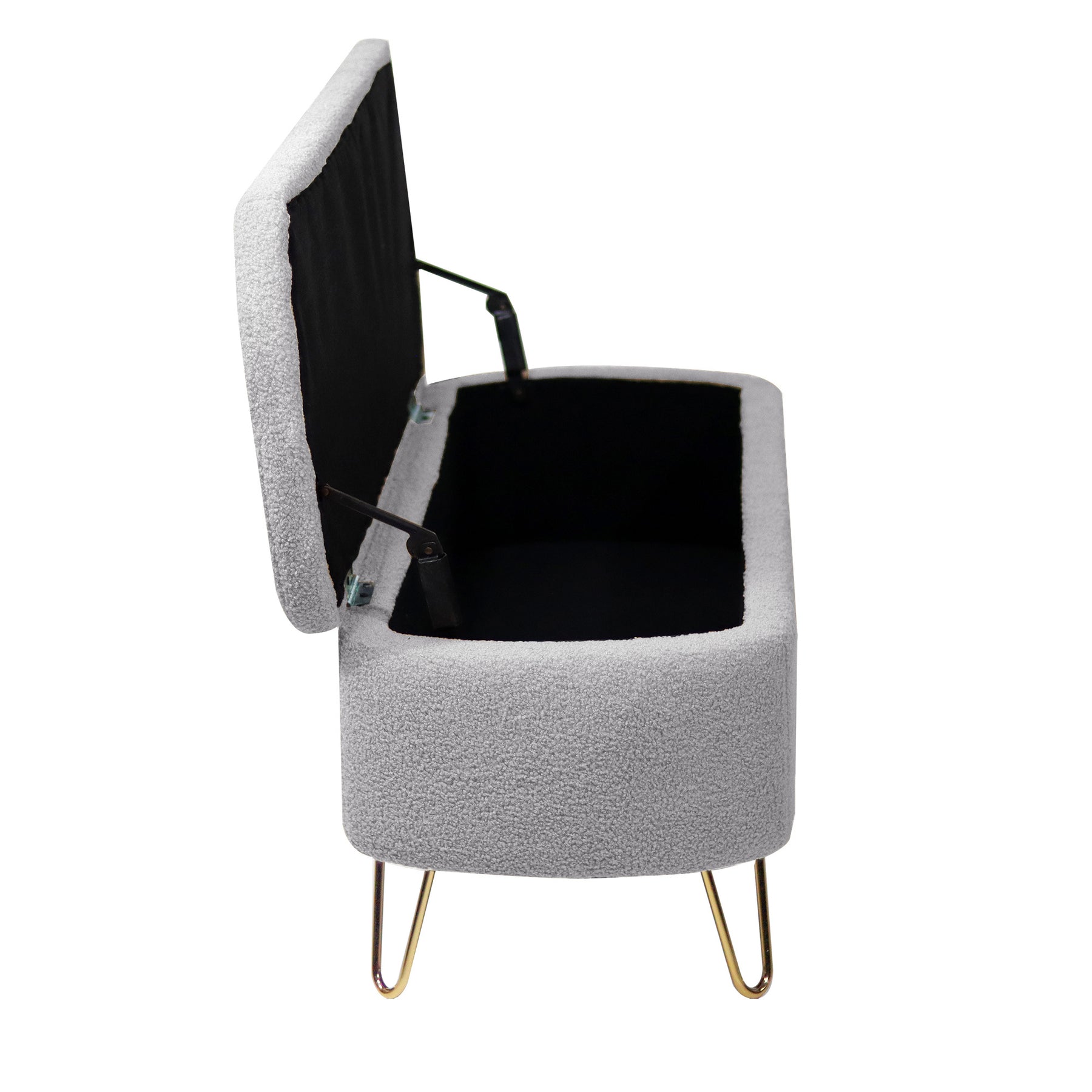 Modern Storage Ottoman Bench with Gold Legs (Grey)